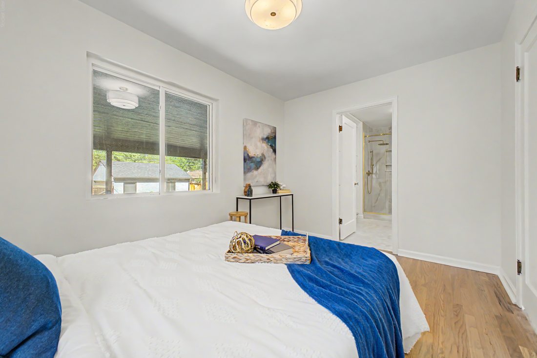Refreshed bedroom after remodel in Denver